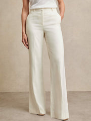 Wide Leg Tailored Trousers Cream | Women