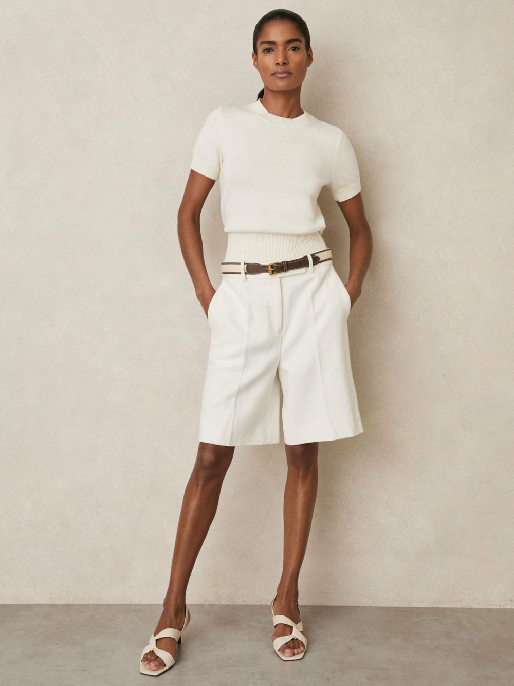 Cotton And Wool Crew-Neck Top Ivory | Women