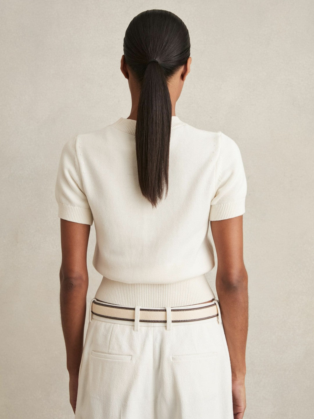 Cotton And Wool Crew-Neck Top Ivory | Women