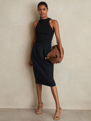 Petite Tailored Midi Suit Skirt Navy | Women