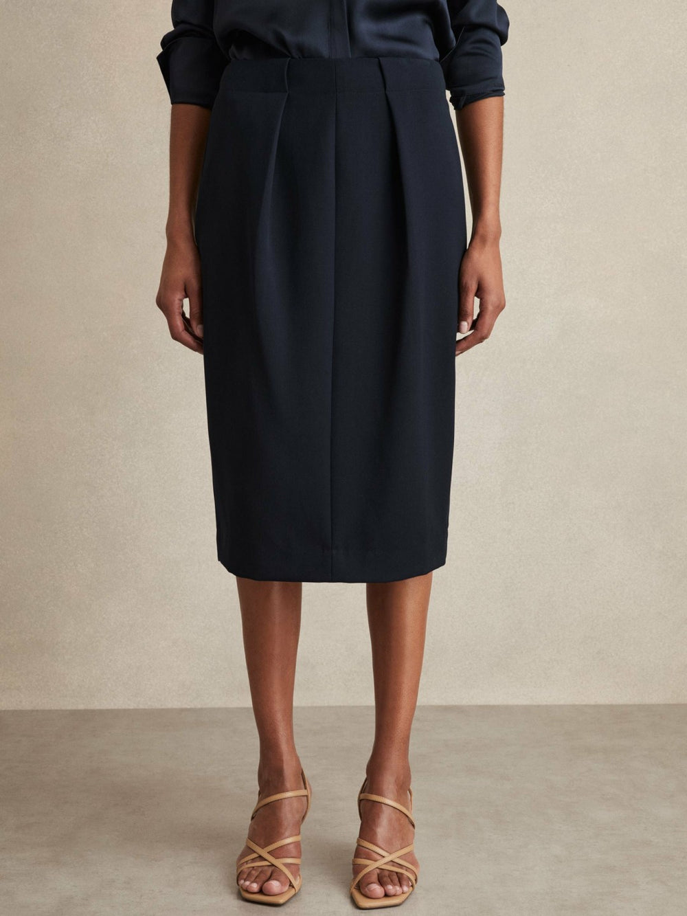 Petite Tailored Midi Suit Skirt Navy | Women