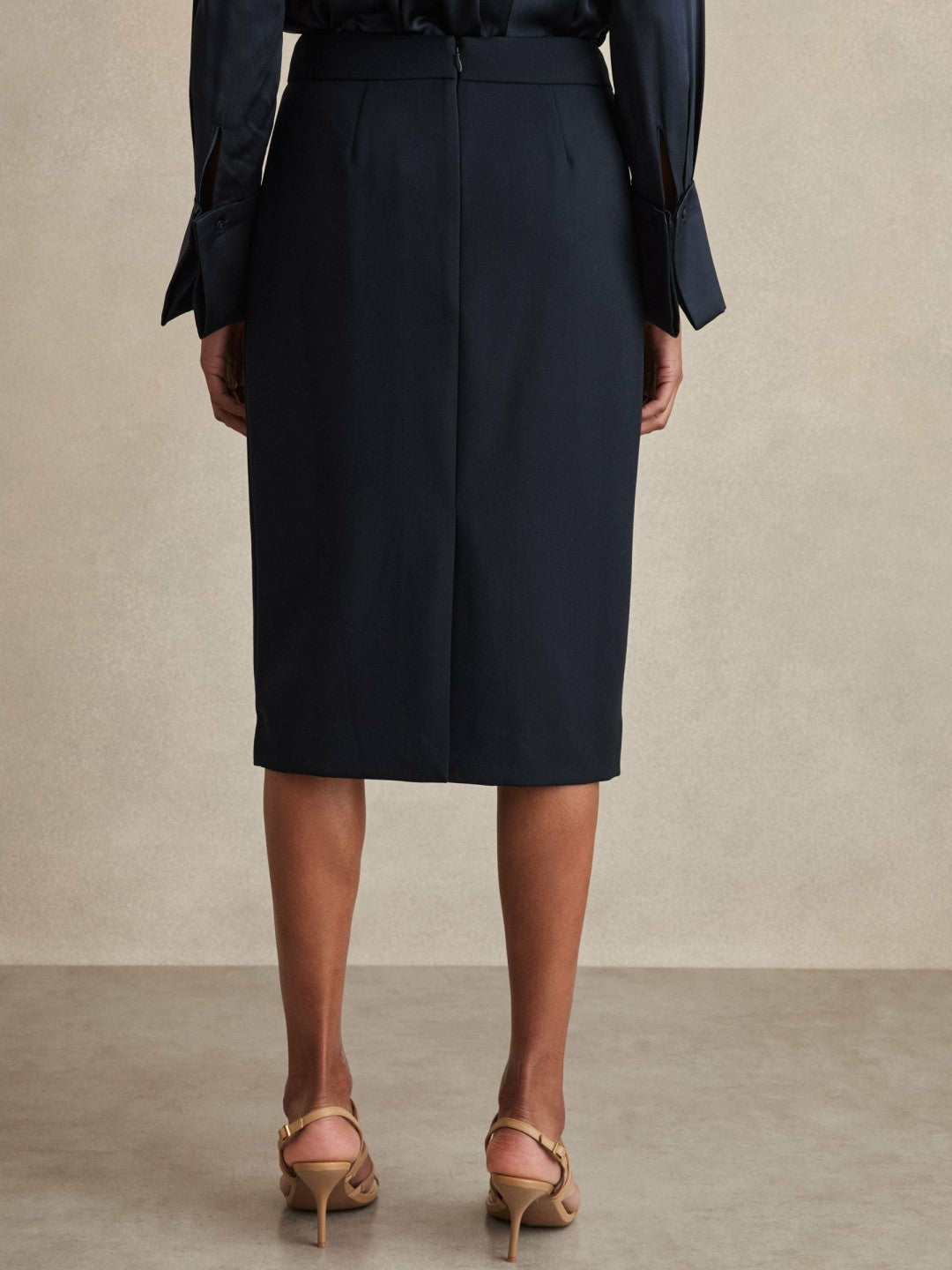 Petite Tailored Midi Suit Skirt Navy | Women