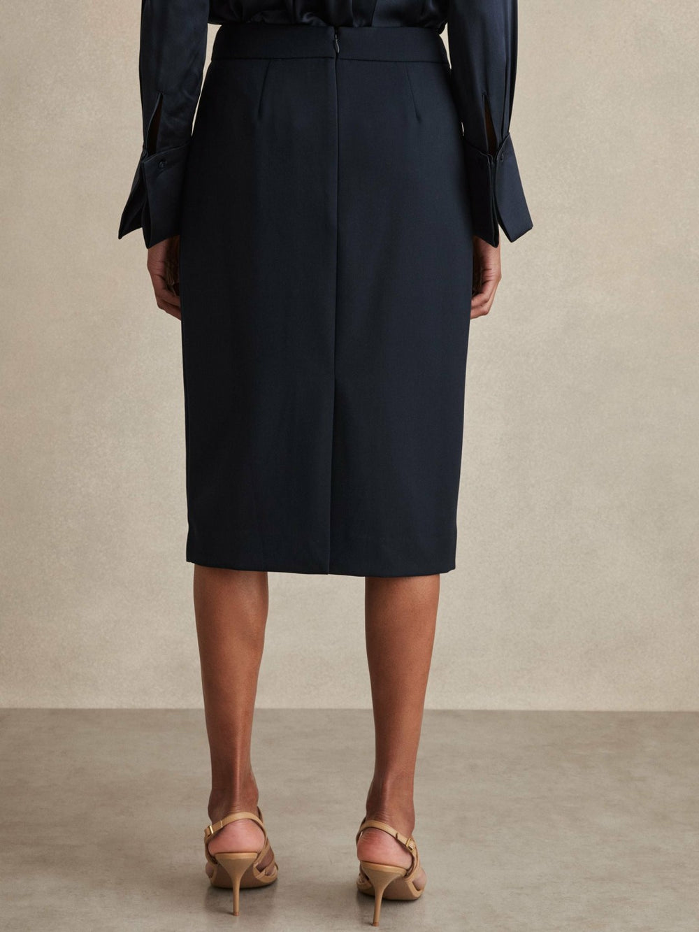 Tailored Midi Suit Skirt Navy | Women