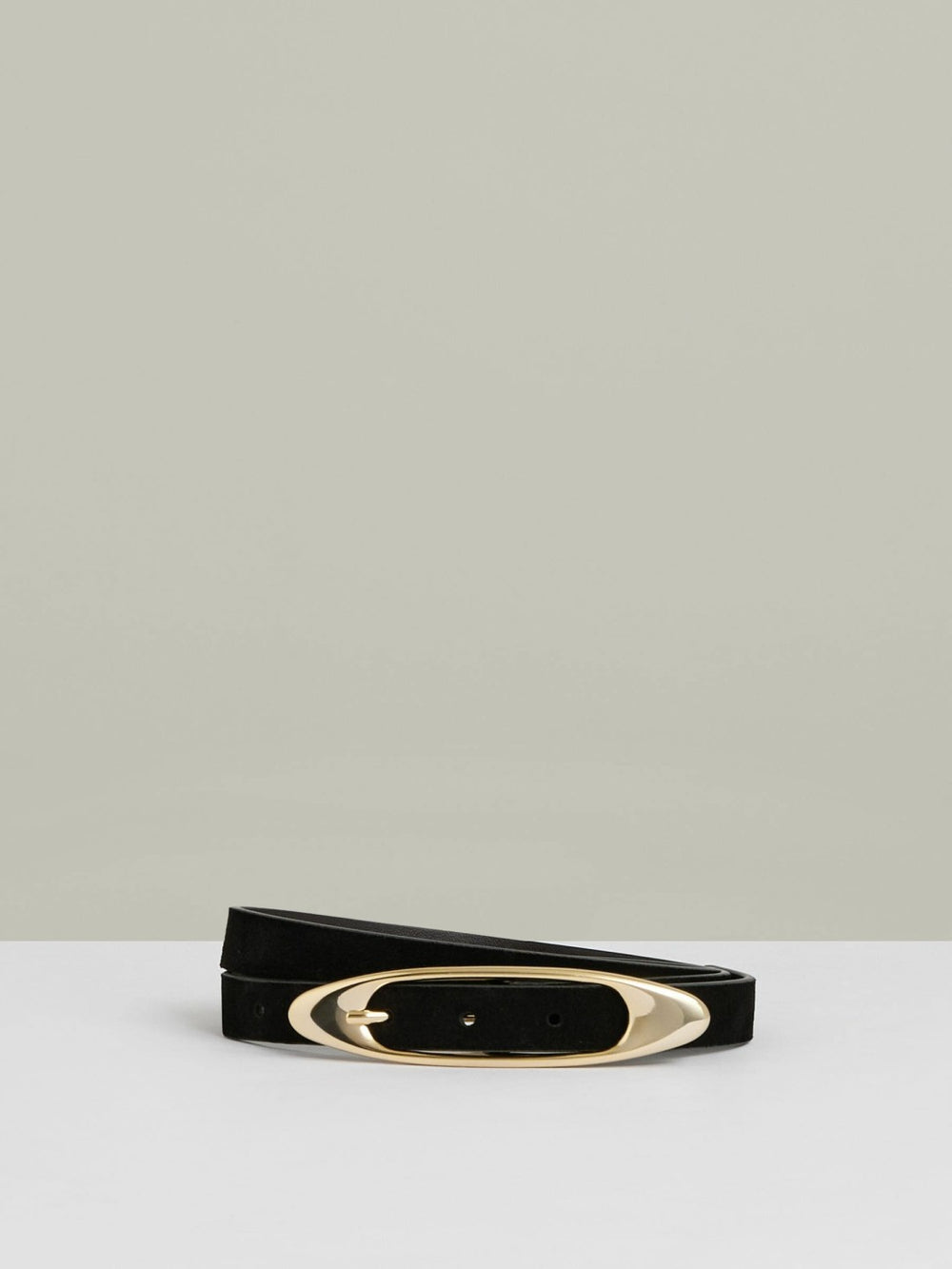 Leather Oval-Buckle Belt Black | Women