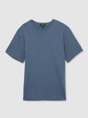 Mercerised-Cotton Ribbed T-Shirt Airforce Blue | Men