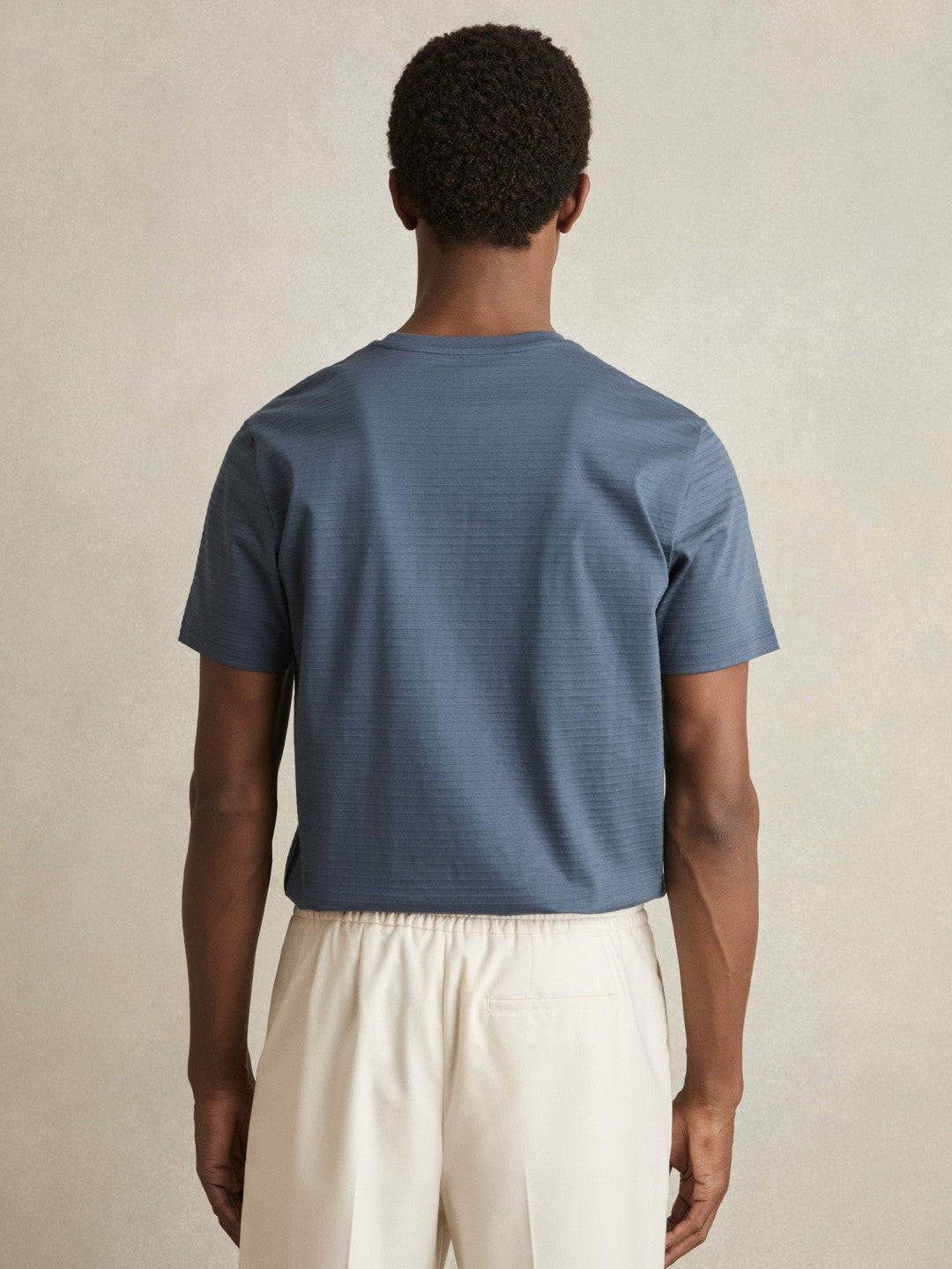 Mercerised-Cotton Ribbed T-Shirt Airforce Blue | Men