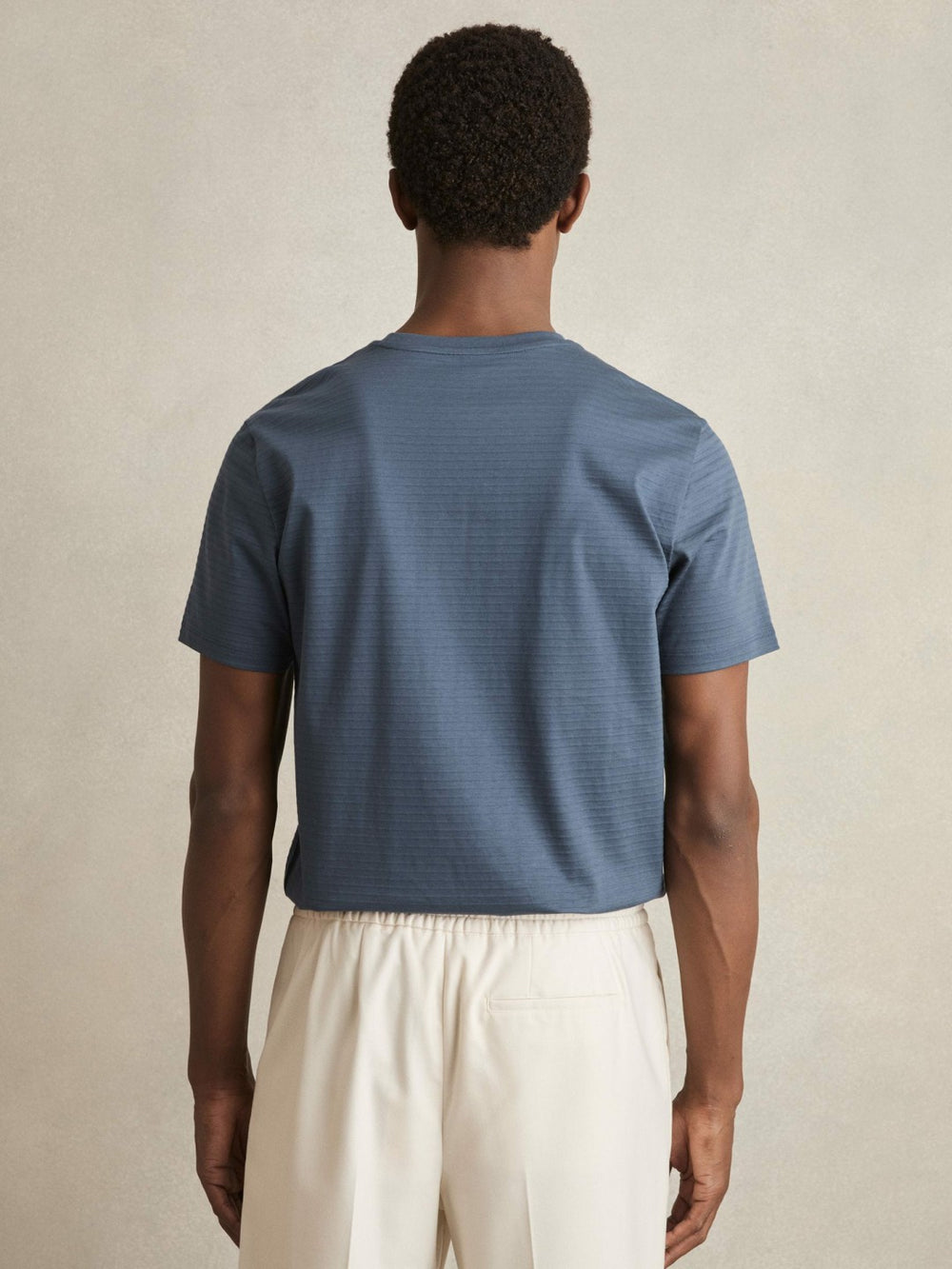 Mercerised-Cotton Ribbed T-Shirt Airforce Blue | Men