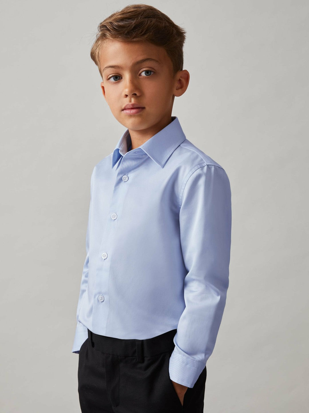 9-13 yrs Slim-Fit Cotton Shirt Soft Blue | Children & Baby