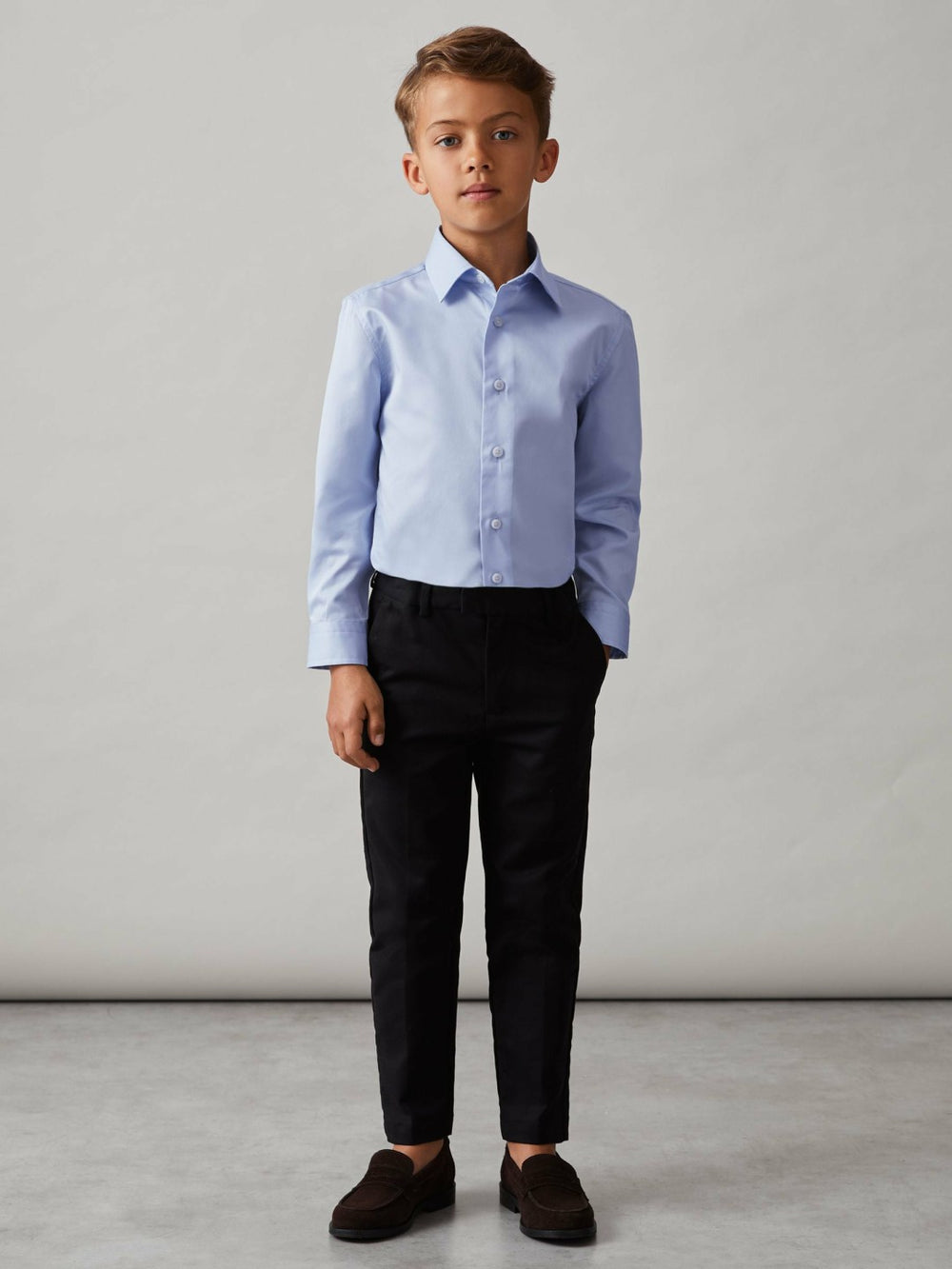 3-9 yrs Slim-Fit Cotton Shirt Soft Blue | Children & Baby