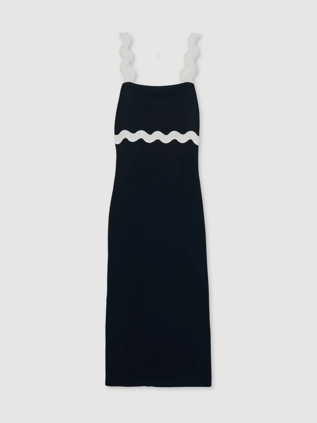 Wave-Trim Crepe Midi Dress Navy | Women