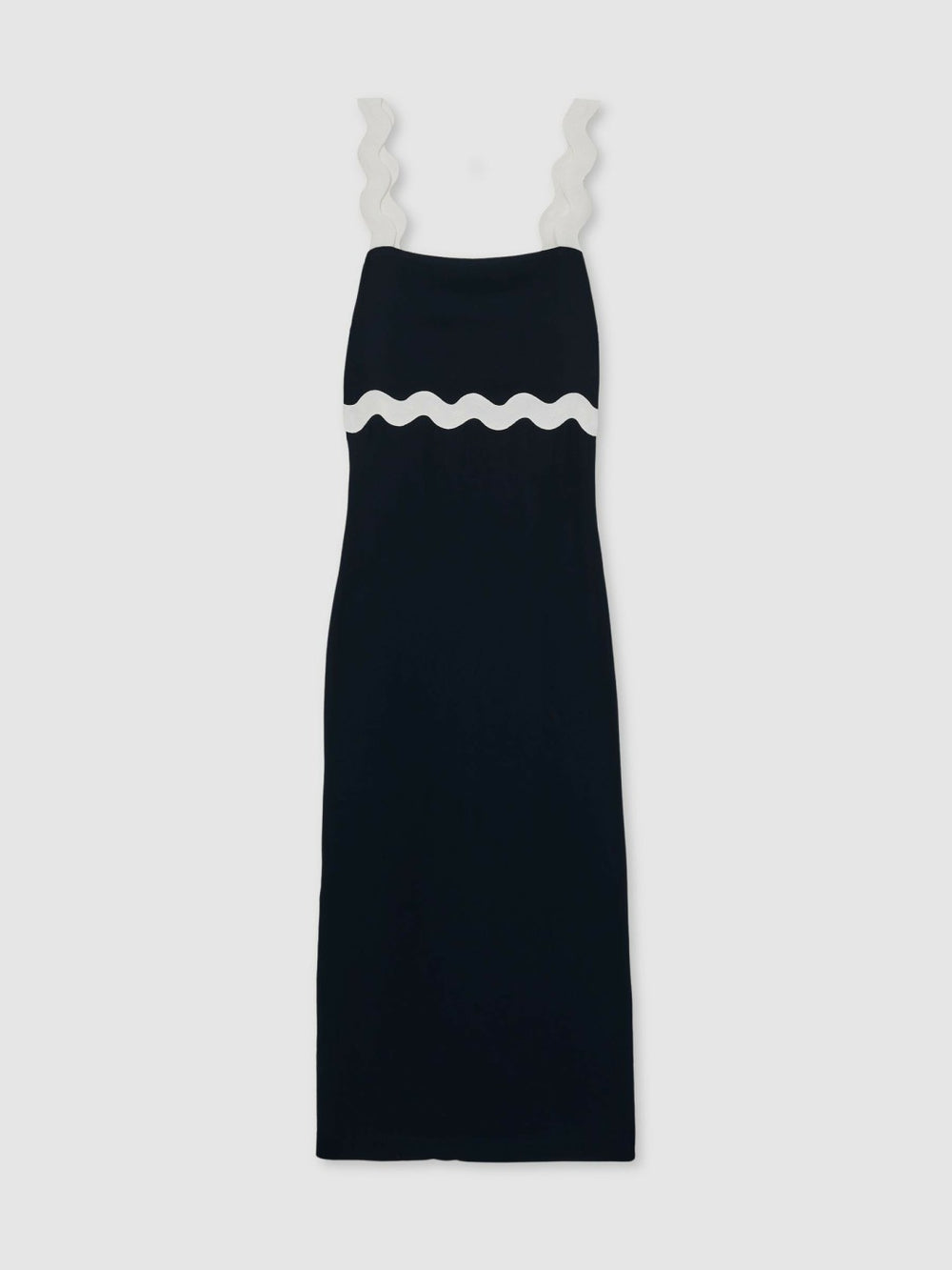 Wave-Trim Crepe Midi Dress Navy | Women