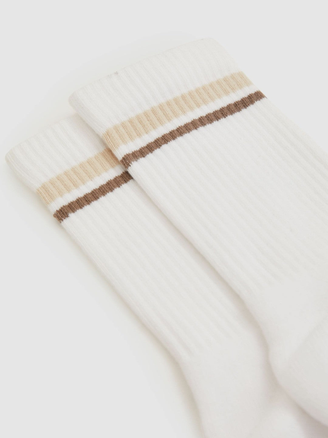 Cotton-Blend Striped Crew Socks White | Women