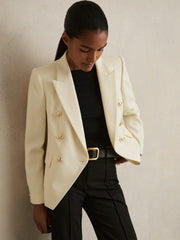 Tailored Fit Textured Double Breasted Blazer White | Women