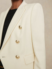 Tailored Fit Textured Double Breasted Blazer White | Women