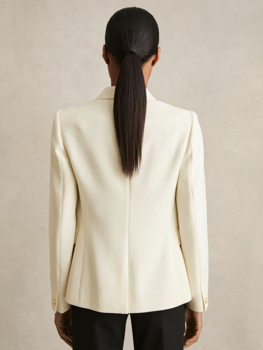 Tailored Fit Textured Double Breasted Blazer White | Women