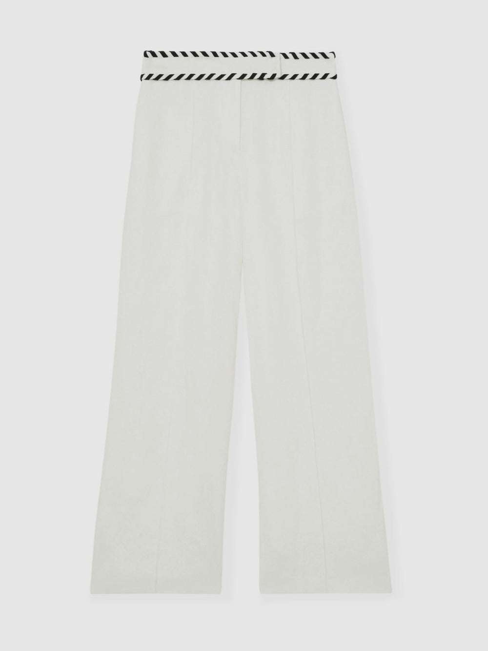 Linen Wide-Leg Whipstitch Trousers White | Women