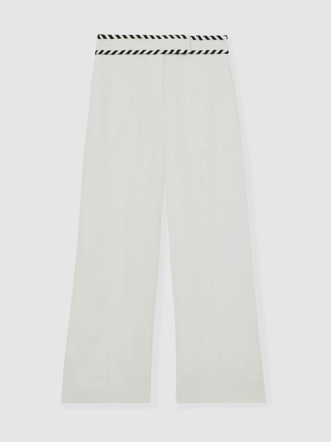 Petite Linen Wide-Leg Whipstitch Trousers White | Women