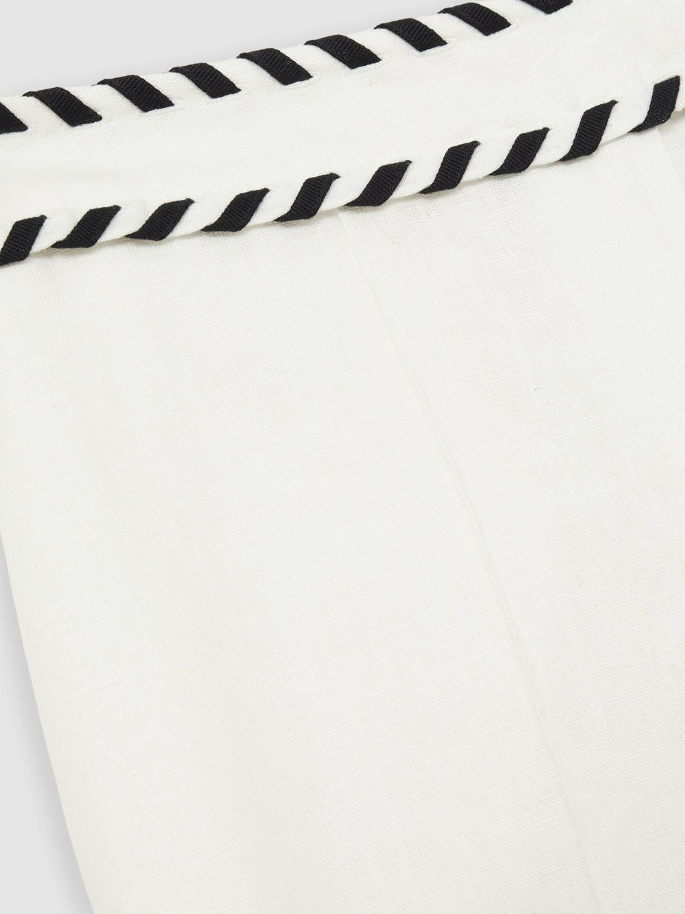 Petite Linen Wide-Leg Whipstitch Trousers White | Women