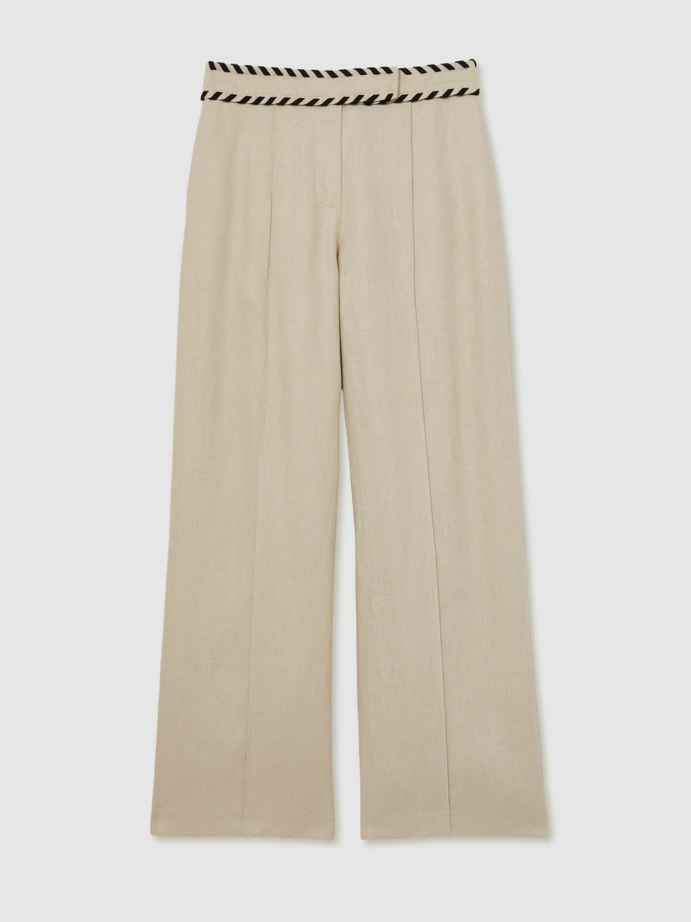 Linen Wide-Leg Whipstitch Trousers Neutral | Women