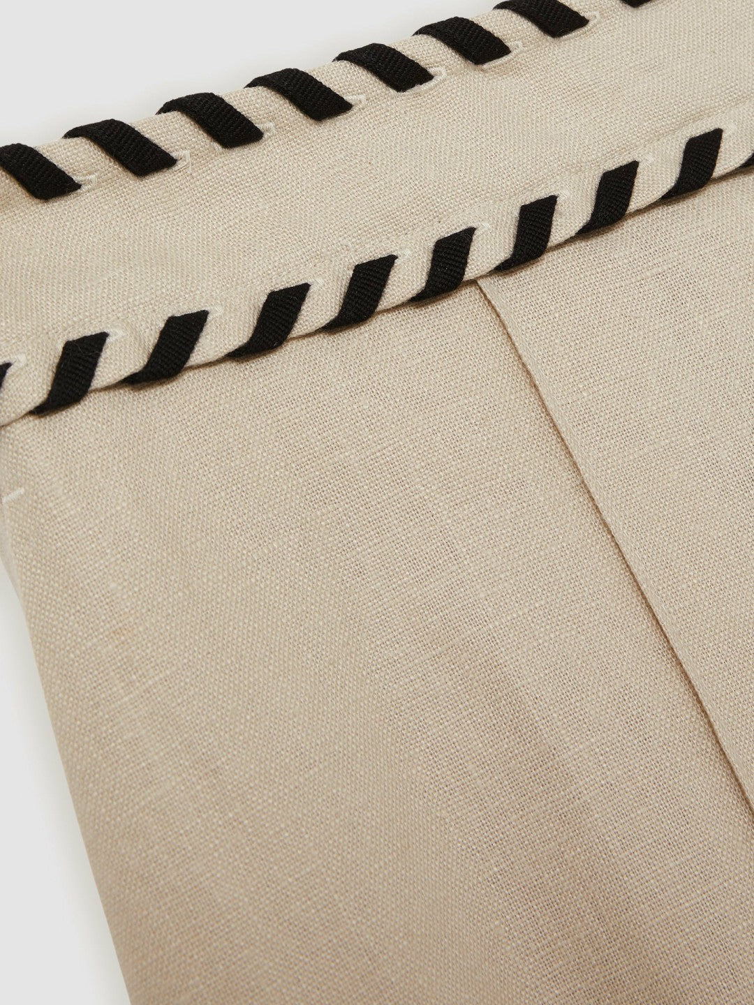 Linen Wide-Leg Whipstitch Trousers Neutral | Women