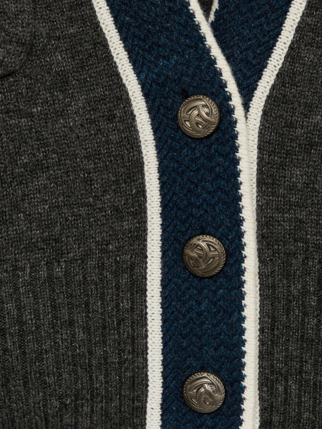 Wool-Cashmere Tipped V-Neck Cardigan Charcoal | Women