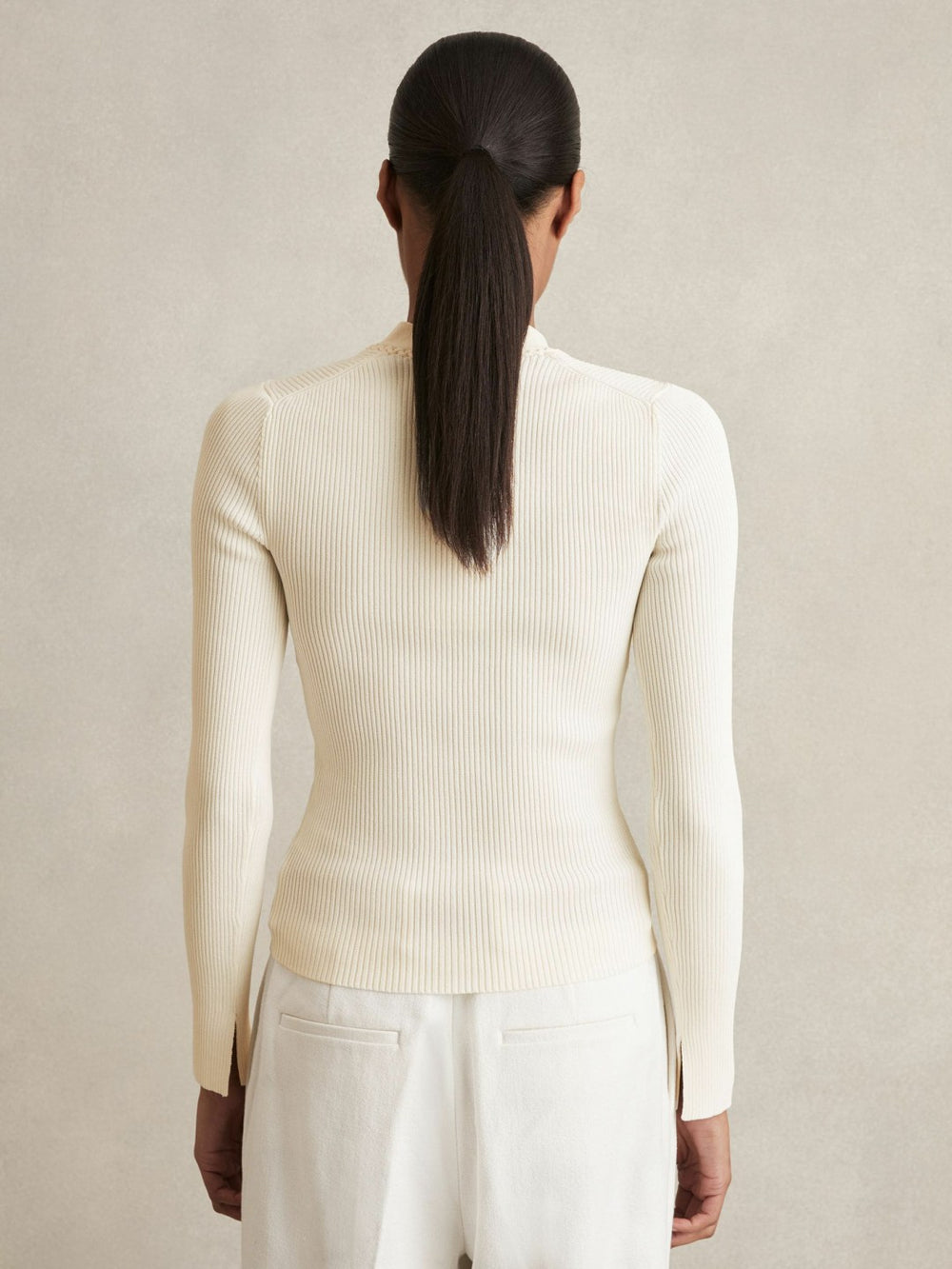 Craft-Stitch Rib-Knit Top Ivory | Women