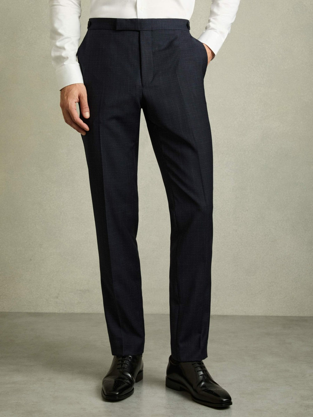 Slim-Fit Wool-Blend Textured Tailored Trousers Navy | Men