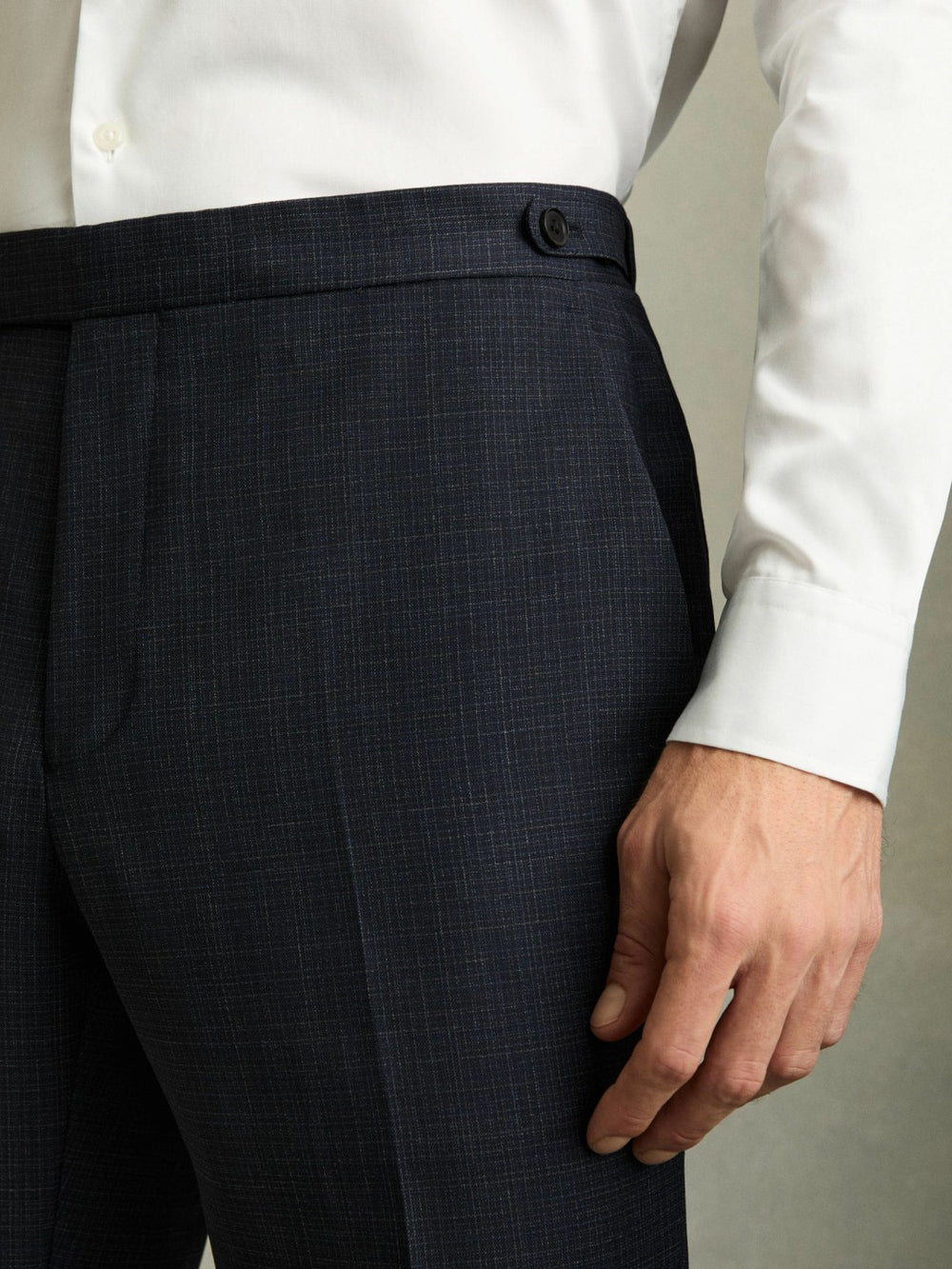 Slim-Fit Wool-Blend Textured Tailored Trousers Navy | Men