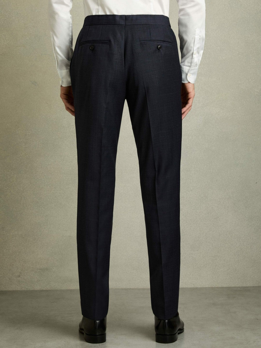 Slim-Fit Wool-Blend Textured Tailored Trousers Navy | Men
