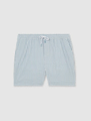 Seersucker Stripe Swim Shorts Soft Blue/White | Men