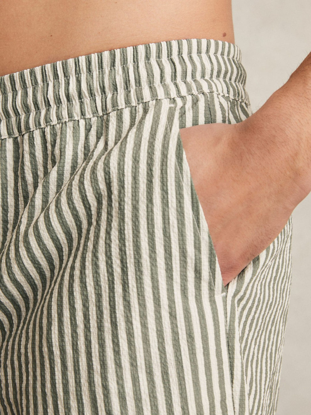 Seersucker Stripe Swim Shorts Sage/White | Men