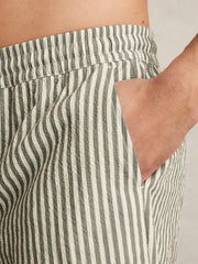 Seersucker Stripe Swim Shorts Sage/White | Men