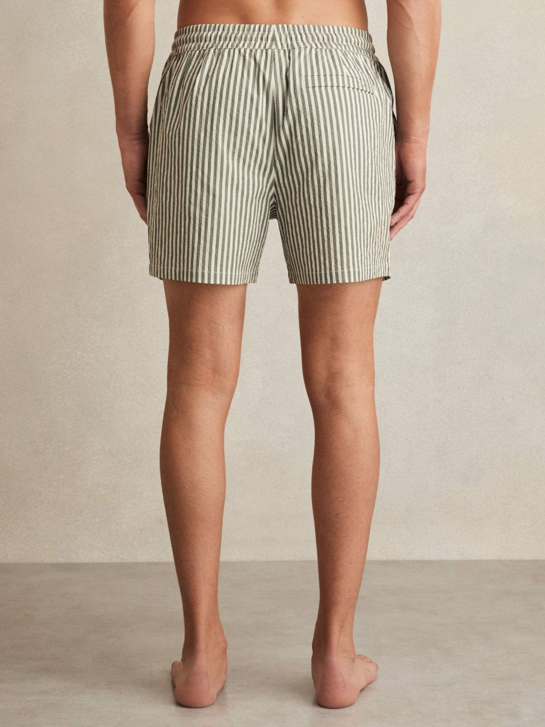 Seersucker Stripe Swim Shorts Sage/White | Men