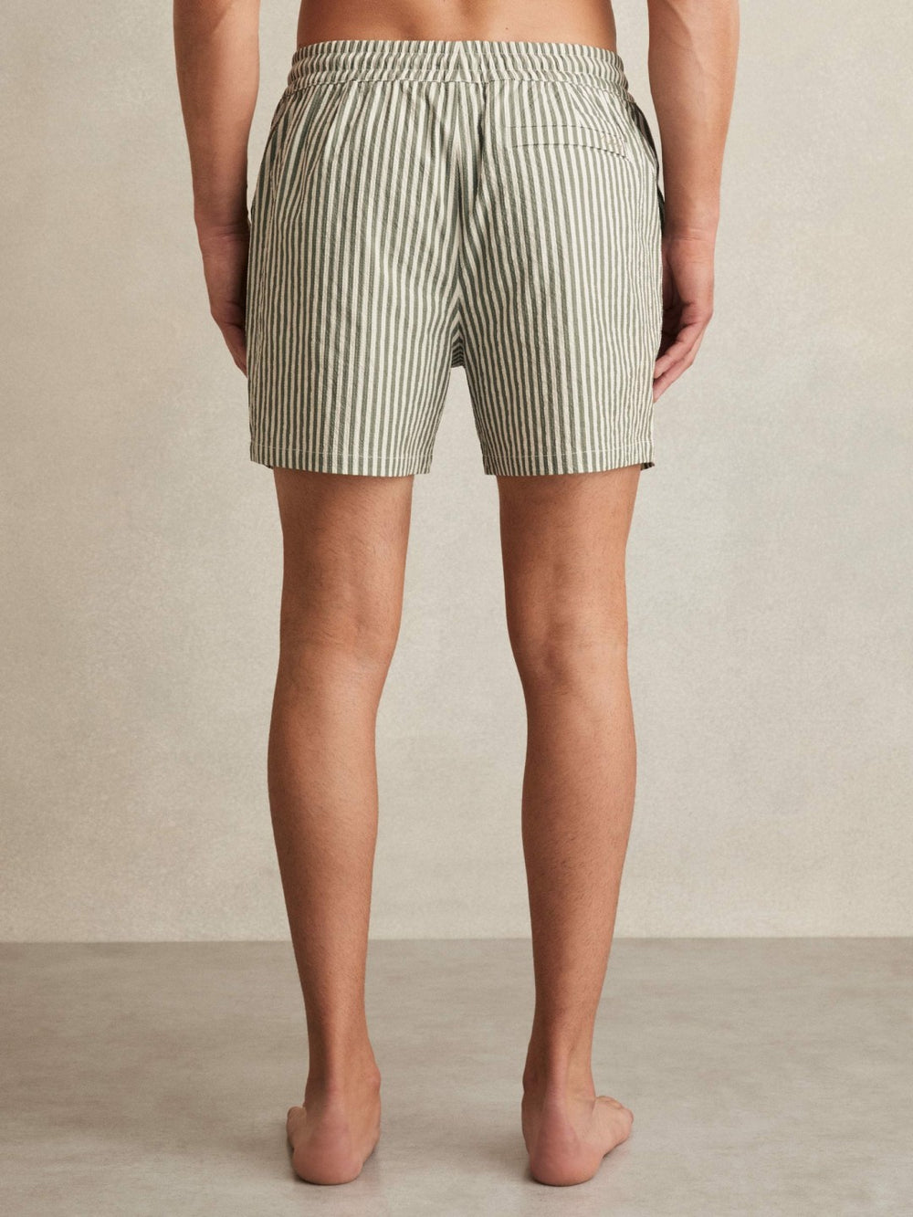 Seersucker Stripe Swim Shorts Sage/White | Men