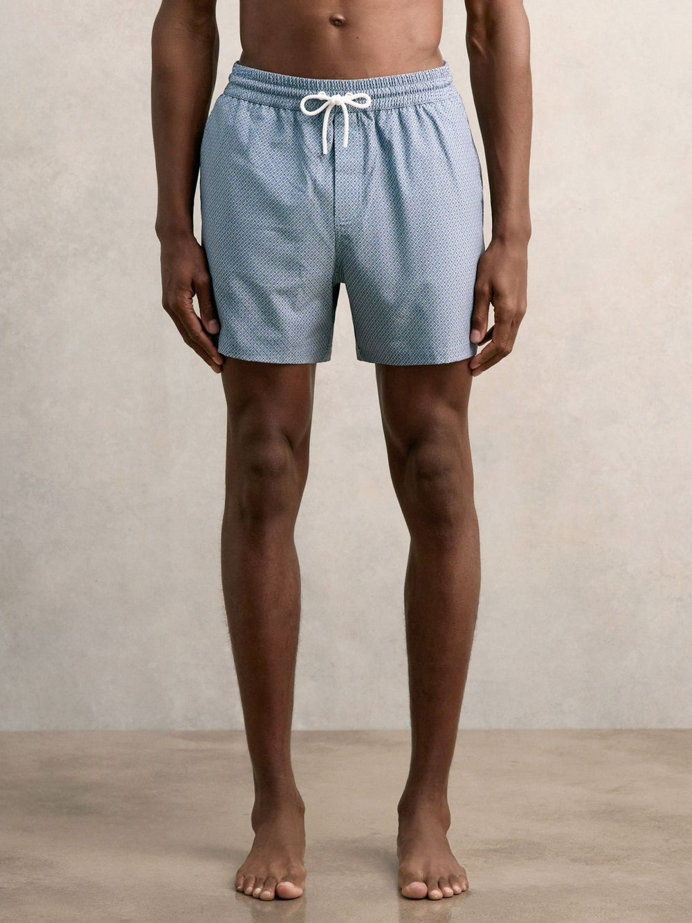 Drawstring Geometric Print Swim Shorts Airforce Blue | Men