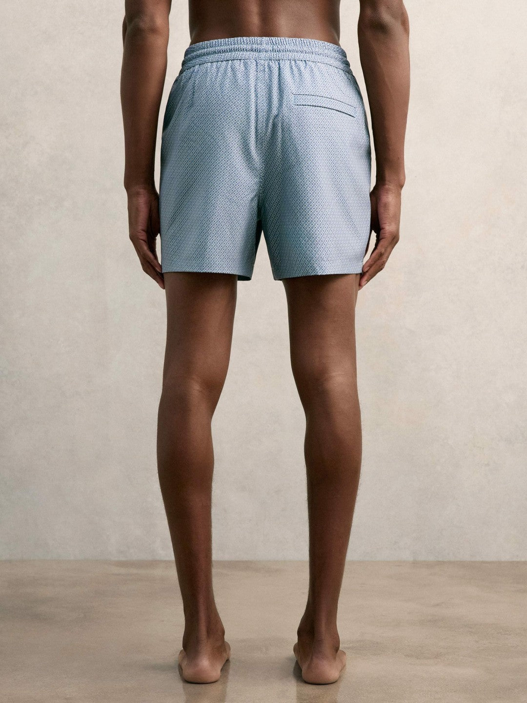 Drawstring Geometric Print Swim Shorts Airforce Blue | Men