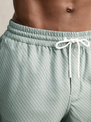Drawstring Geometric Print Swim Shorts Pistachio Green | Men