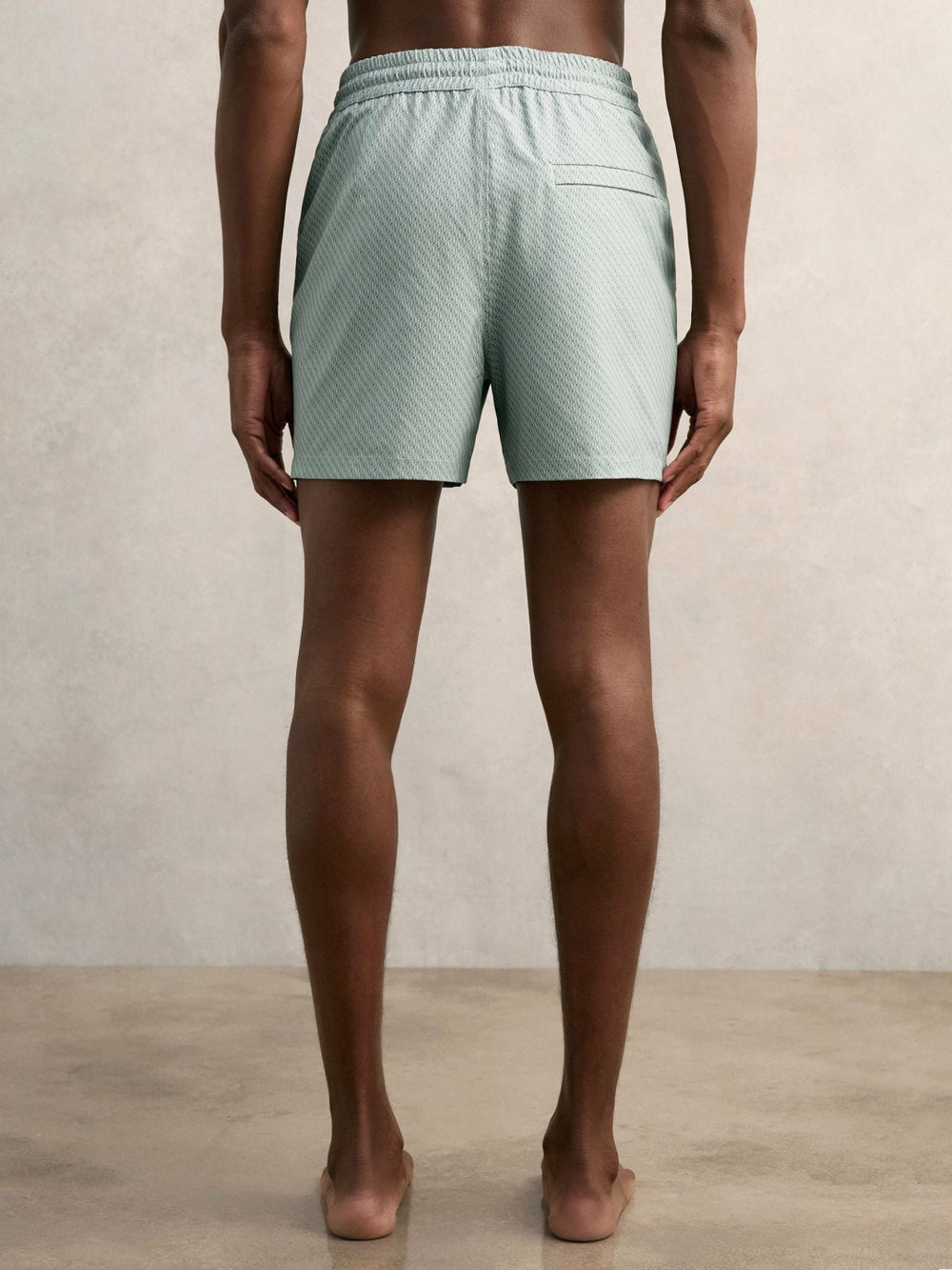 Drawstring Geometric Print Swim Shorts Pistachio Green | Men
