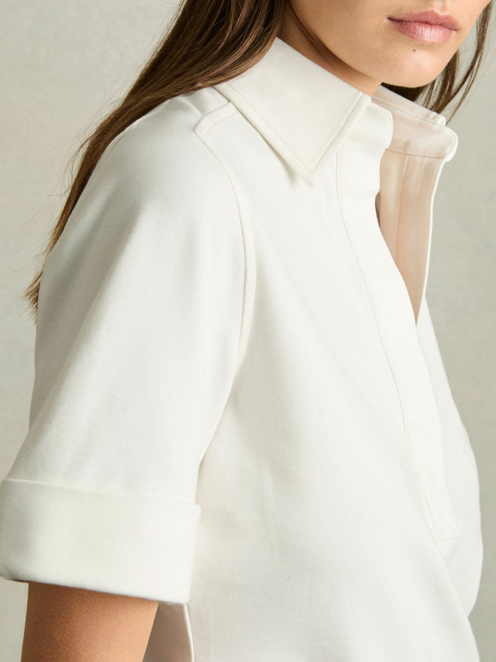 Open-Collar Polo Shirt Cream | Women