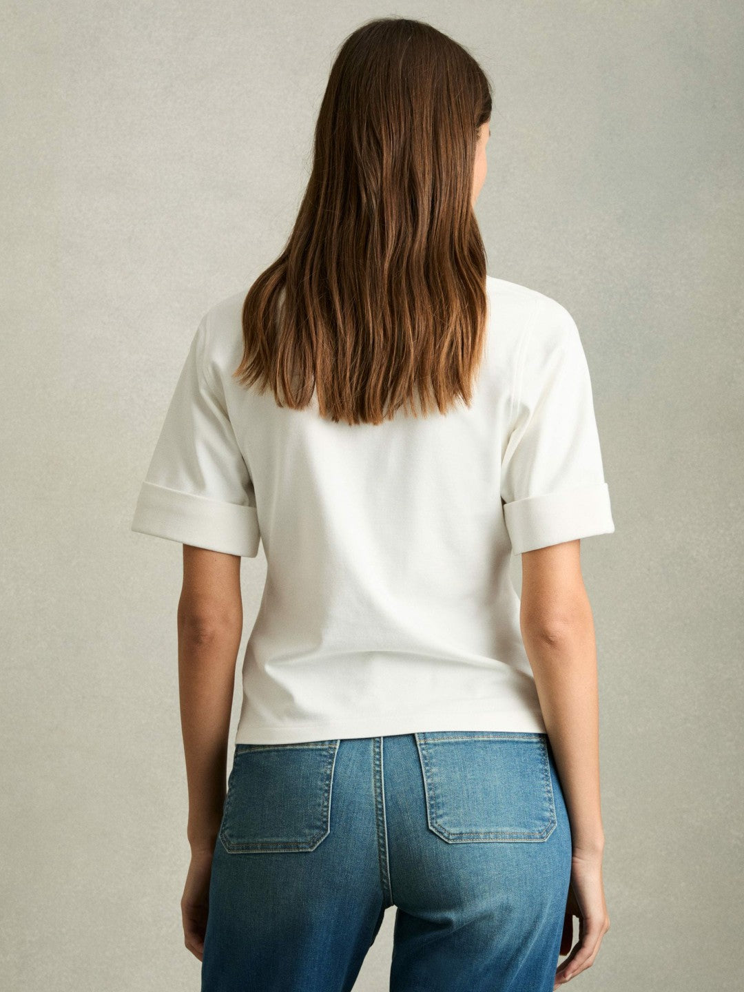 Open-Collar Polo Shirt Cream | Women