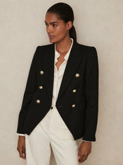 Tailored Fit Textured Double Breasted Blazer Black | Women
