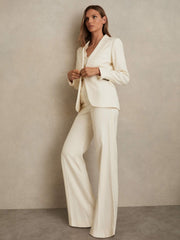 Single-Breasted Peak-Lapel Tailored Blazer Cream | Women