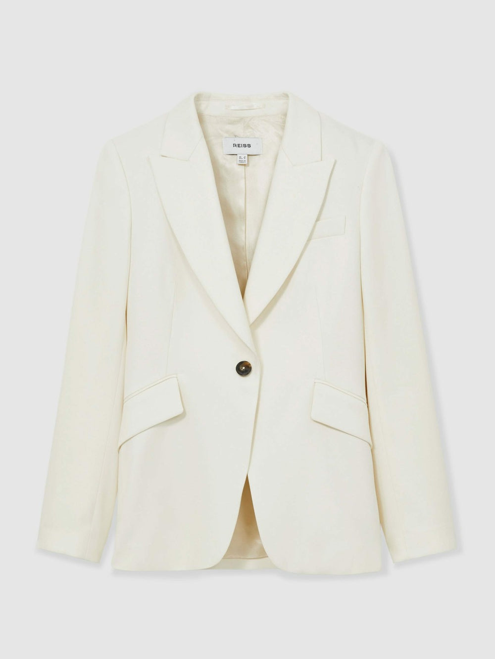 Petite Single-Breasted Peak-Lapel Tailored Blazer Cream | Women