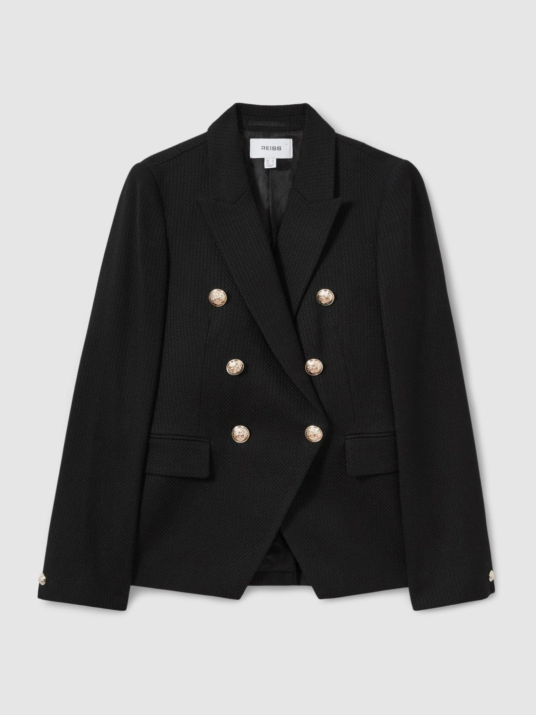 Petite Tailored Fit Textured Double Breasted Blazer Black | Women