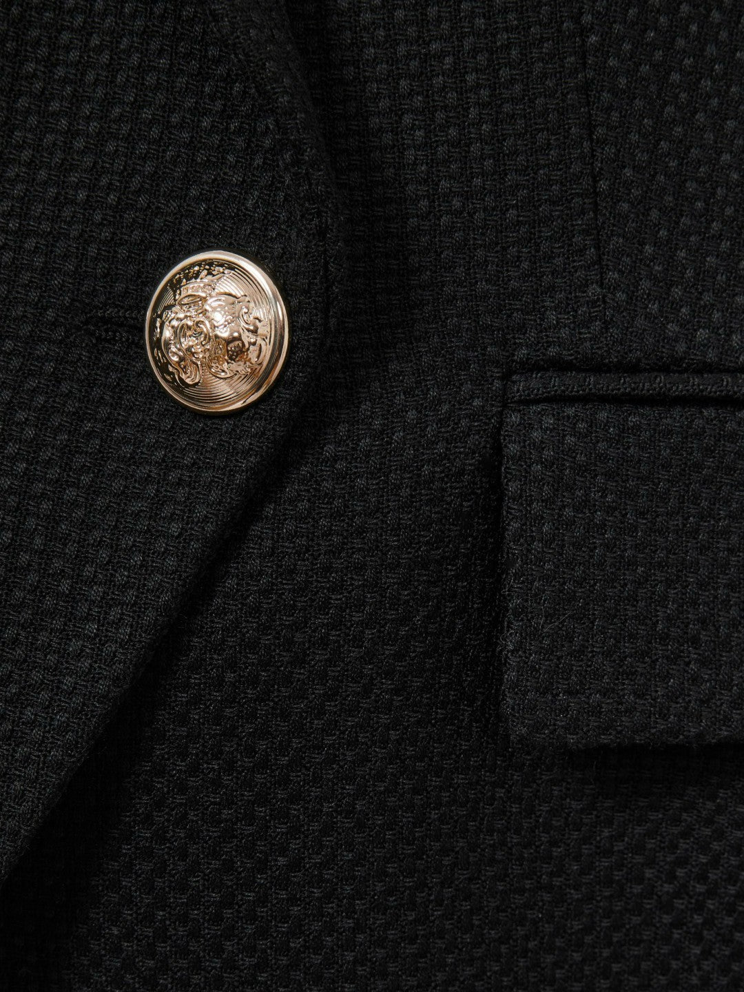 Petite Tailored Fit Textured Double Breasted Blazer Black | Women