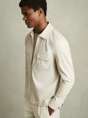 Technical Zip-Through Overshirt Stone | Men