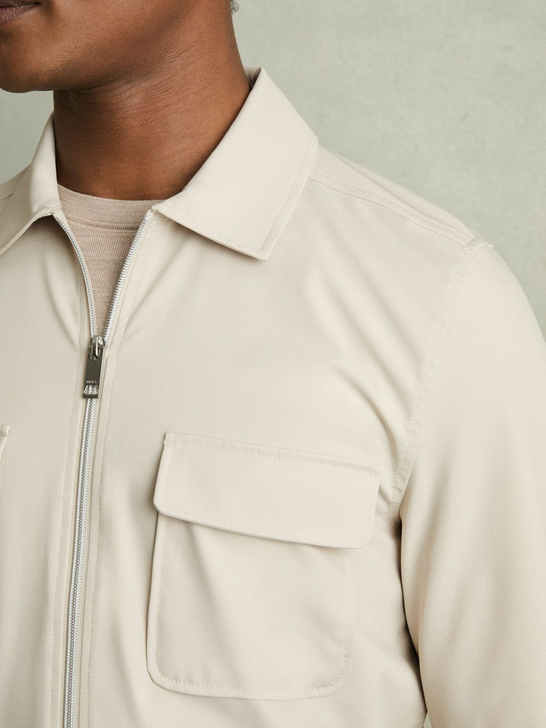 Technical Zip-Through Overshirt Stone | Men