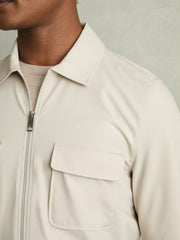 Technical Zip-Through Overshirt Stone | Men