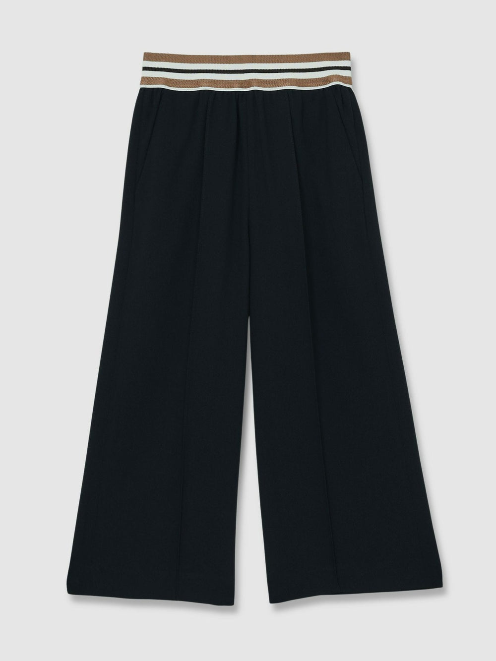 13-14 yrs Stripe-Waistband Wide-Leg Trousers Navy | Children & Baby