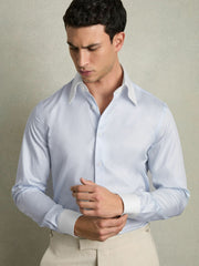 Regular-Fit Cotton Pin-Collar Shirt Contrast S Blue | Men